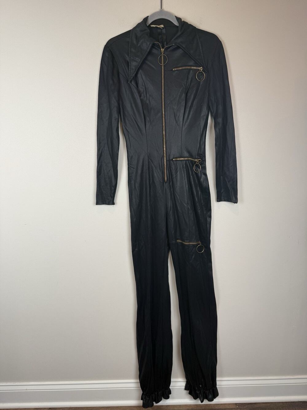 Vintage New Leaf California Black Jumpsuit Disco Jumpsuit Gold Zipper Sexy 70’s